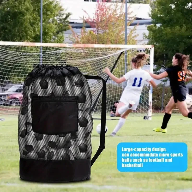 1pc Large Capacity Football Basketball Drawstring Ball Bag Ball Storage Bag Sports Equipment Organiser Bag Shoulder Easy Carry