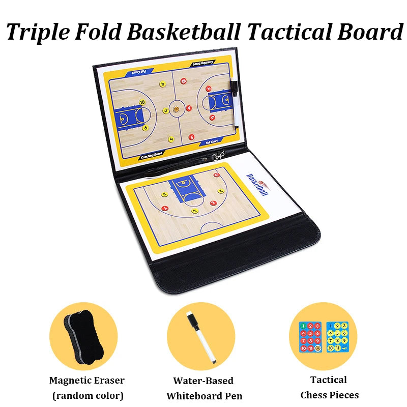 Basketball Coaching Board Foldable Erasable Magnetic Tactics Training Strategy Board Kit with Dry Erase Marker Pen & Zipper Bag