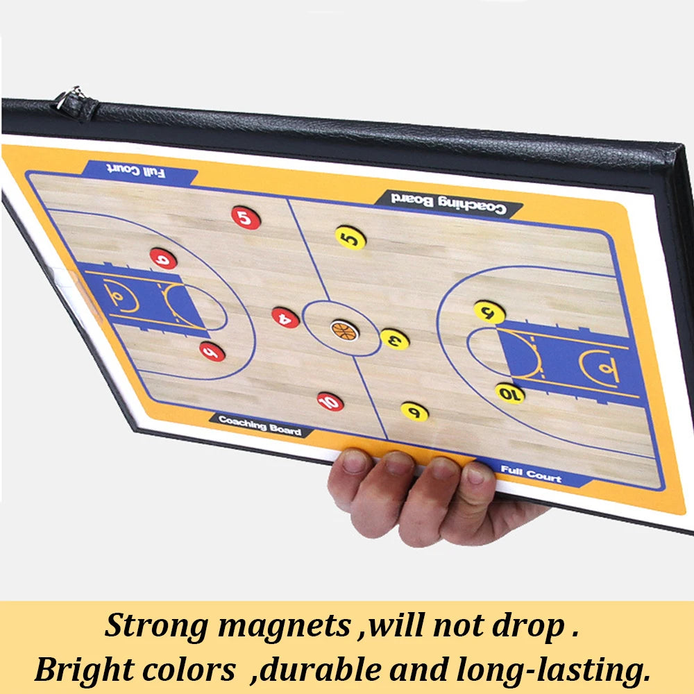 Basketball Coaching Board Foldable Erasable Magnetic Tactics Training Strategy Board Kit with Dry Erase Marker Pen & Zipper Bag