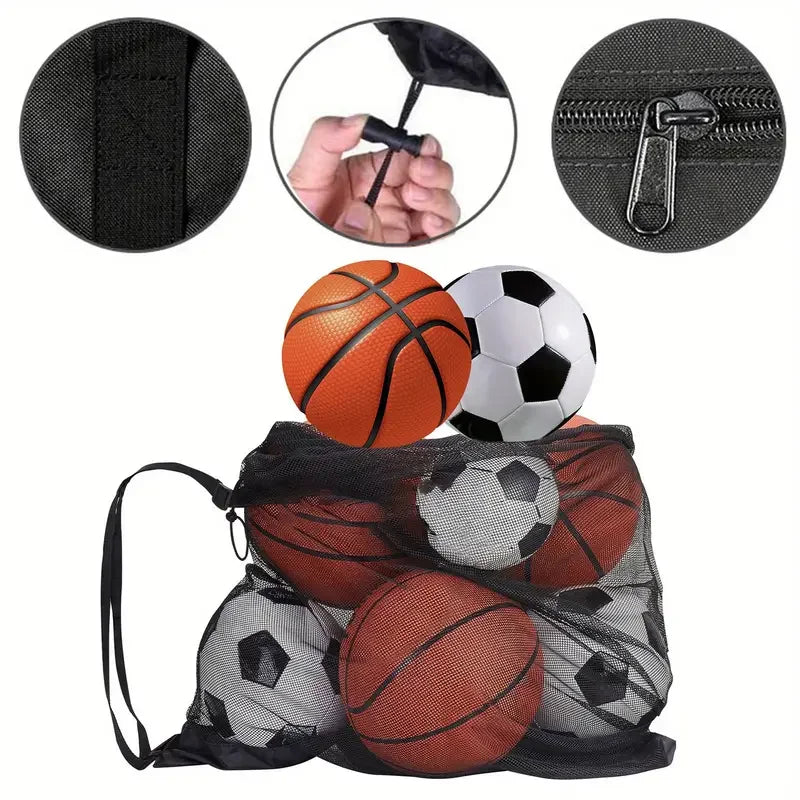 1pc Large Capacity Football Basketball Drawstring Ball Bag Ball Storage Bag Sports Equipment Organiser Bag Shoulder Easy Carry