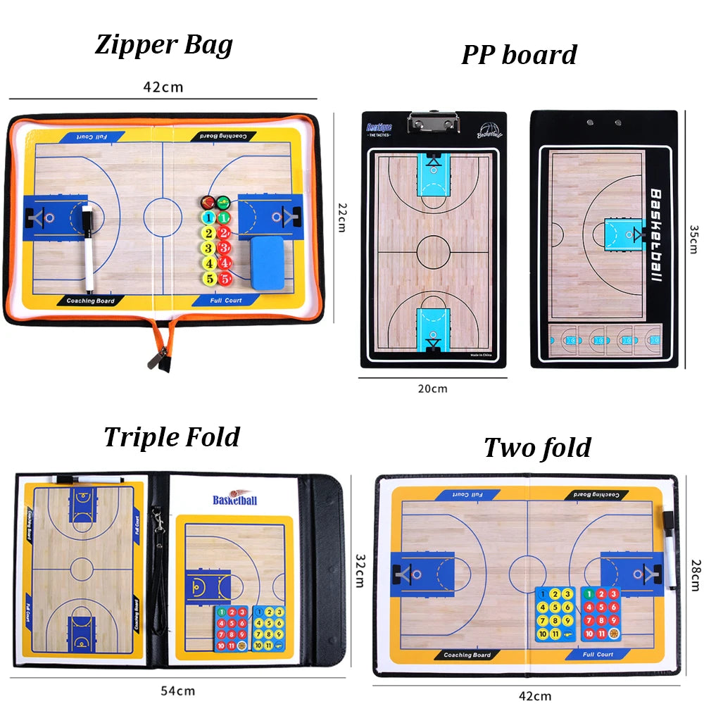 Basketball Coaching Board Foldable Erasable Magnetic Tactics Training Strategy Board Kit with Dry Erase Marker Pen & Zipper Bag