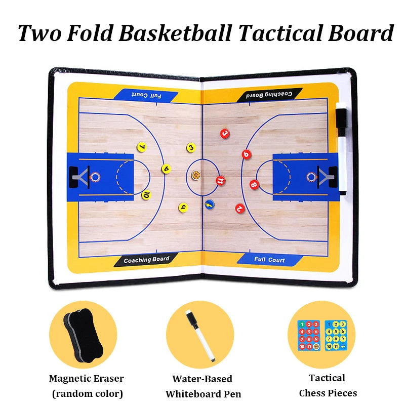 Basketball Coaching Board Foldable Erasable Magnetic Tactics Training Strategy Board Kit with Dry Erase Marker Pen & Zipper Bag